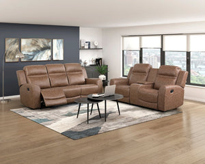 English Elm Double Reclining Sofa Wall Hugger Microfiber Living Room Seating with Pocket Coil Support B011P580818