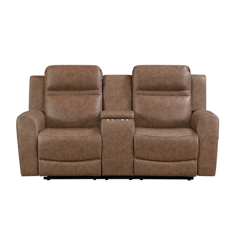 English Elm Double Reclining Loveseat with Center Console Microfiber Wall Hugger Sofa B011P580819