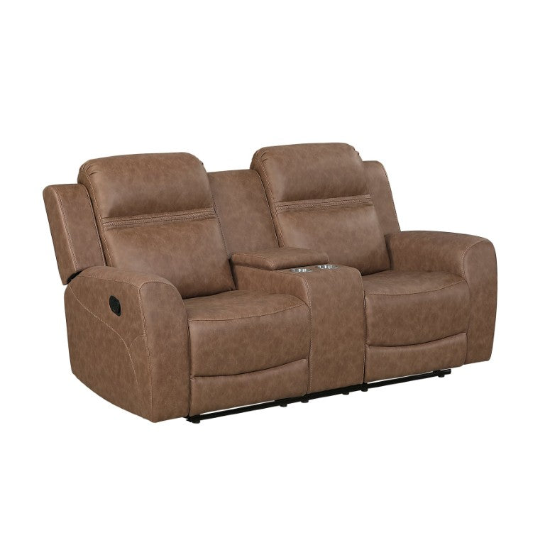 English Elm Double Reclining Loveseat with Center Console Microfiber Wall Hugger Sofa B011P580819