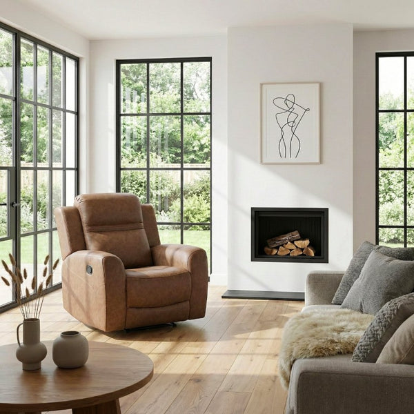 English Elm Reclining Wall Hugger Chair Microfiber Upholstered with Pocket Coil Support for Living Rooms B011P580820