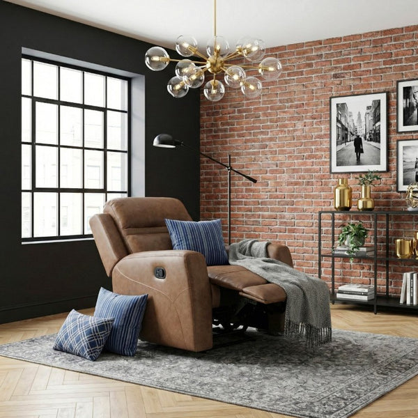 English Elm Reclining Wall Hugger Chair Microfiber Upholstered with Pocket Coil Support for Living Rooms B011P580820