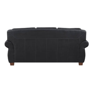 English Elm Sofa Top Grain Leather Rolled Arm Nailhead Trim Classic Formal Living Room Piece B011P580821