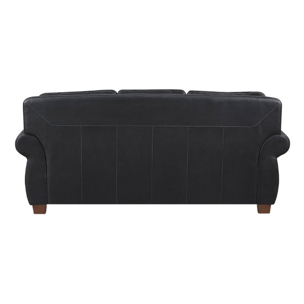 English Elm Sofa Top Grain Leather Rolled Arm Nailhead Trim Classic Formal Living Room Piece B011P580821