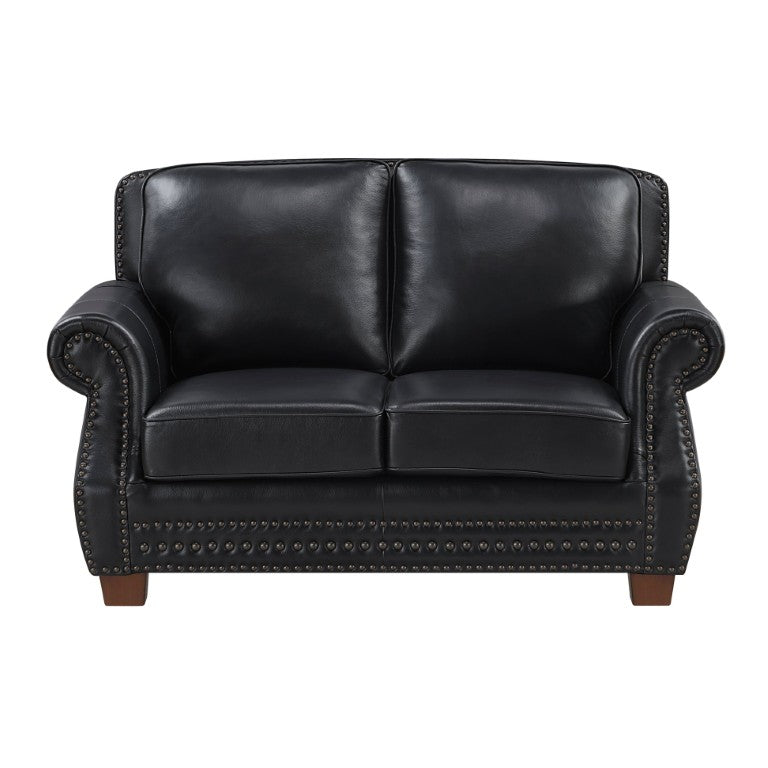 English Elm Love Seat Top Grain Leather Loveseat with Nailhead Trim and Pocket Coil Support B011P580822