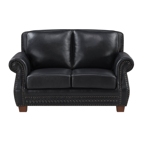 English Elm Love Seat Top Grain Leather Loveseat with Nailhead Trim and Pocket Coil Support B011P580822