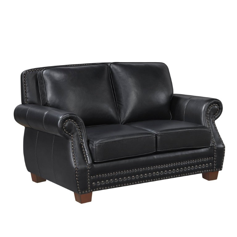 English Elm Love Seat Top Grain Leather Loveseat with Nailhead Trim and Pocket Coil Support B011P580822