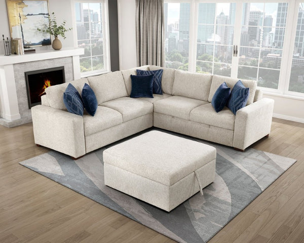 English Elm Storage Cube with Rolling Casters Microfiber Upholstered Living Room Seating Chest Beige Storage with Casters 41 x 41 x 20.5 inches B011P580827
