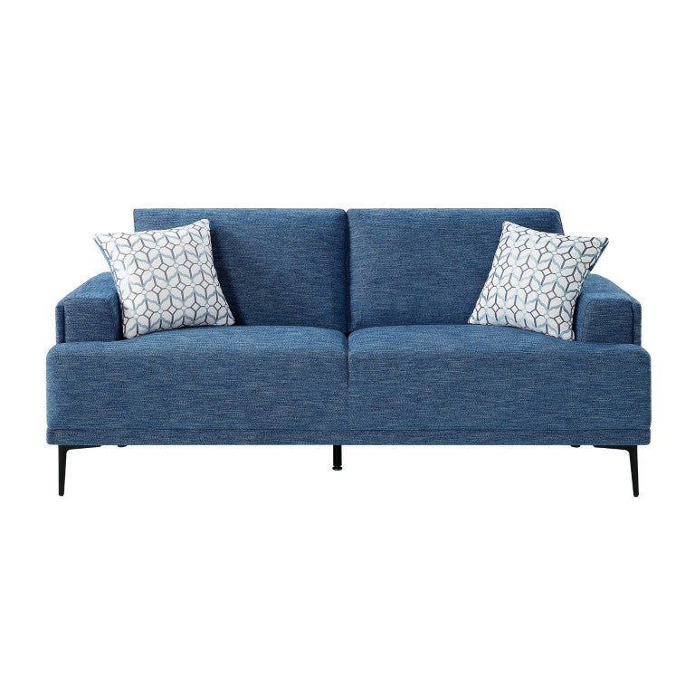 English Elm Sofa with Plush Chenille Upholstery Foam Cushions and Sleek Metal Legs for Living Room Blue Chenille 83 x 36 x 36.5 inches B011P580828
