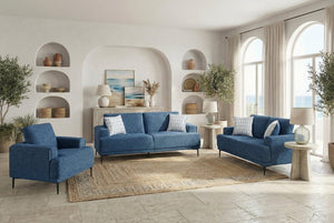 English Elm Sofa with Plush Chenille Upholstery Foam Cushions and Sleek Metal Legs for Living Room Blue Chenille 83 x 36 x 36.5 inches B011P580828