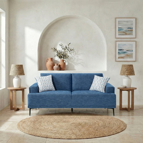 English Elm Sofa with Plush Chenille Upholstery Foam Cushions and Sleek Metal Legs for Living Room Blue Chenille 83 x 36 x 36.5 inches B011P580828
