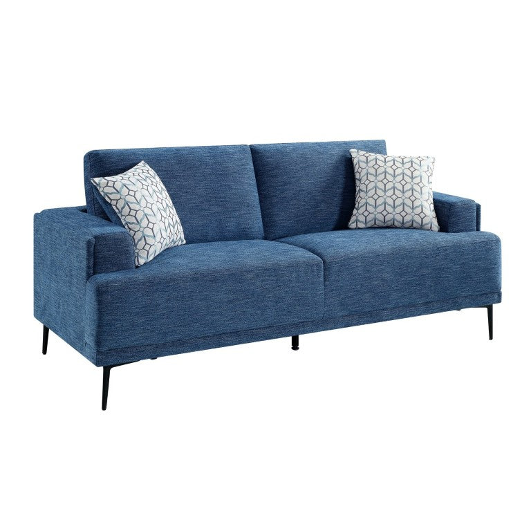 English Elm Sofa with Plush Chenille Upholstery Foam Cushions and Sleek Metal Legs for Living Room Blue Chenille 83 x 36 x 36.5 inches B011P580828