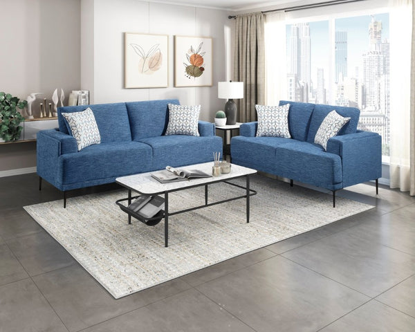 English Elm Sofa with Plush Chenille Upholstery Foam Cushions and Sleek Metal Legs for Living Room Blue Chenille 83 x 36 x 36.5 inches B011P580828