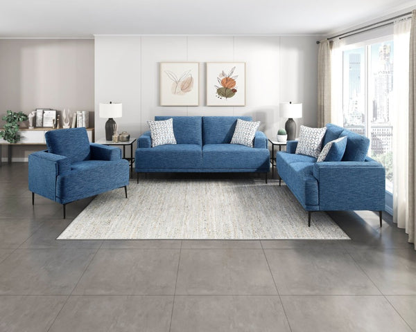 English Elm Sofa with Plush Chenille Upholstery Foam Cushions and Sleek Metal Legs for Living Room Blue Chenille 83 x 36 x 36.5 inches B011P580828