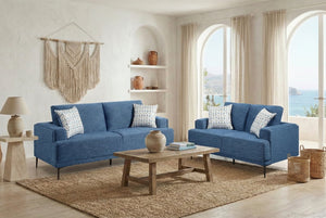 English Elm Sofa with Plush Chenille Upholstery Foam Cushions and Sleek Metal Legs for Living Room Blue Chenille 83 x 36 x 36.5 inches B011P580828