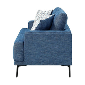 English Elm Love Seat Chenille Upholstered Two Seater with Foam Cushions and Decorative Pillows Blue B011P580829