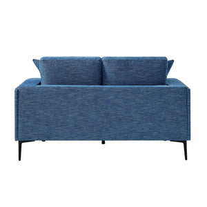 English Elm Love Seat Chenille Upholstered Two Seater with Foam Cushions and Decorative Pillows Blue B011P580829