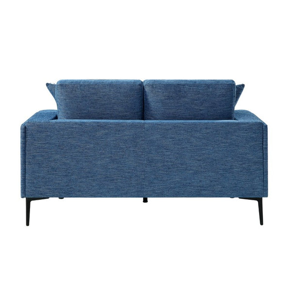 English Elm Love Seat Chenille Upholstered Two Seater with Foam Cushions and Decorative Pillows Blue B011P580829