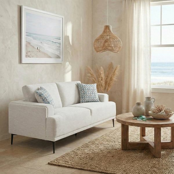 English Elm Sofa Transitional Three Seat Polyester Upholstered Living Room Couch with Pocket Coil Cushions Taupe Chenille B011P580831