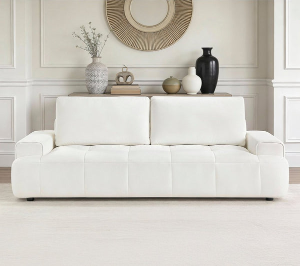 English Elm Sofa Transitional Three Seat Polyester Upholstered Living Room Couch with Pocket Coil Cushions Beige Chenille B011P580834