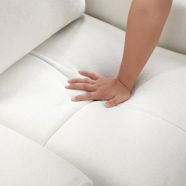 English Elm Sofa Transitional Three Seat Polyester Upholstered Living Room Couch with Pocket Coil Cushions Beige Chenille B011P580834
