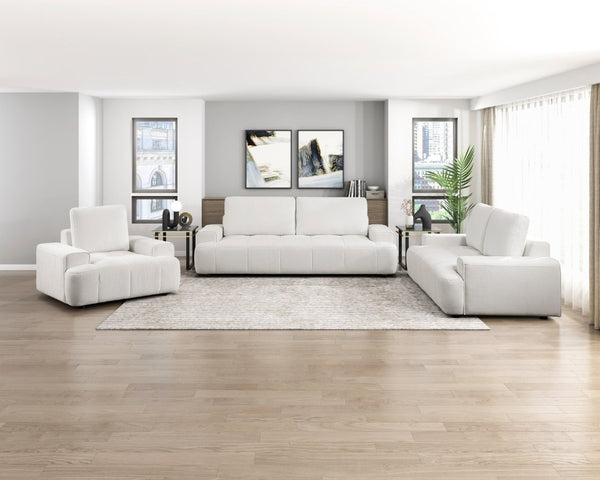 English Elm Sofa Transitional Three Seat Polyester Upholstered Living Room Couch with Pocket Coil Cushions Beige Chenille B011P580834