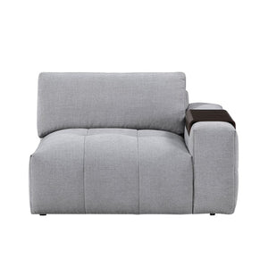 English Elm Right Arm Modular Sectional Chair Tufted Gray Fabric with Built in Wooden Tray B011P580838