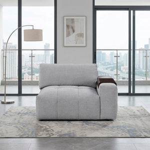 English Elm Right Arm Modular Sectional Chair Tufted Gray Fabric with Built in Wooden Tray B011P580838