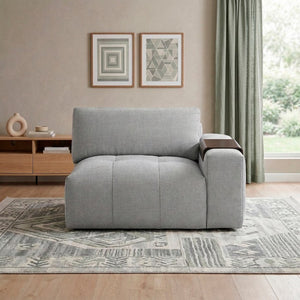 English Elm Right Arm Modular Sectional Chair Tufted Gray Fabric with Built in Wooden Tray B011P580838
