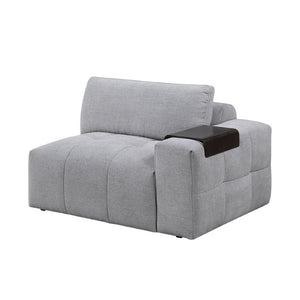 English Elm Right Arm Modular Sectional Chair Tufted Gray Fabric with Built in Wooden Tray B011P580838