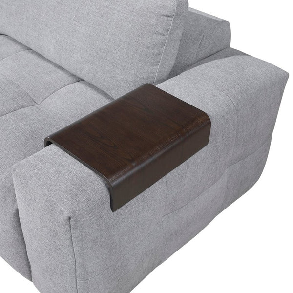 English Elm Right Arm Modular Sectional Chair Tufted Gray Fabric with Built in Wooden Tray B011P580838