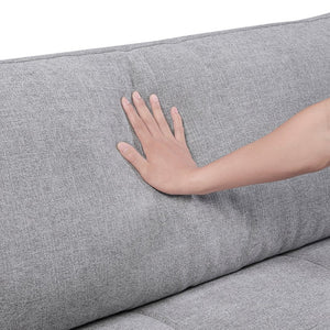English Elm Right Arm Modular Sectional Chair Tufted Gray Fabric with Built in Wooden Tray B011P580838