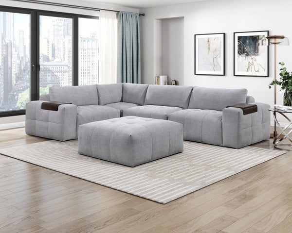English Elm Armless Modular Sectional Chair Tufted Polyester Upholstery with Down Blend Foam Cushion B011P580839
