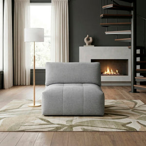English Elm Armless Modular Sectional Chair Tufted Polyester Upholstery with Down Blend Foam Cushion B011P580839