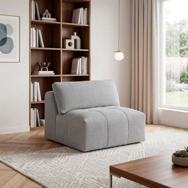 English Elm Armless Modular Sectional Chair Tufted Polyester Upholstery with Down Blend Foam Cushion B011P580839
