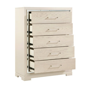 English Elm Modern Glam Tall Five Drawer Chest with Mirror Trim Acrylic Handles Bedroom Storage 5-Drawer Tall Chest B011P580886