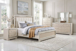 English Elm Modern Glam Tall Five Drawer Chest with Mirror Trim Acrylic Handles Bedroom Storage 5-Drawer Tall Chest B011P580886