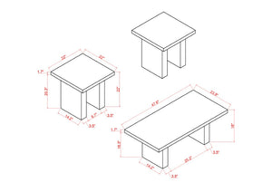 English Elm Modern Faux Marble 3 Piece Living Room Table Set with High Gloss Tops Matte Bases B011P580888