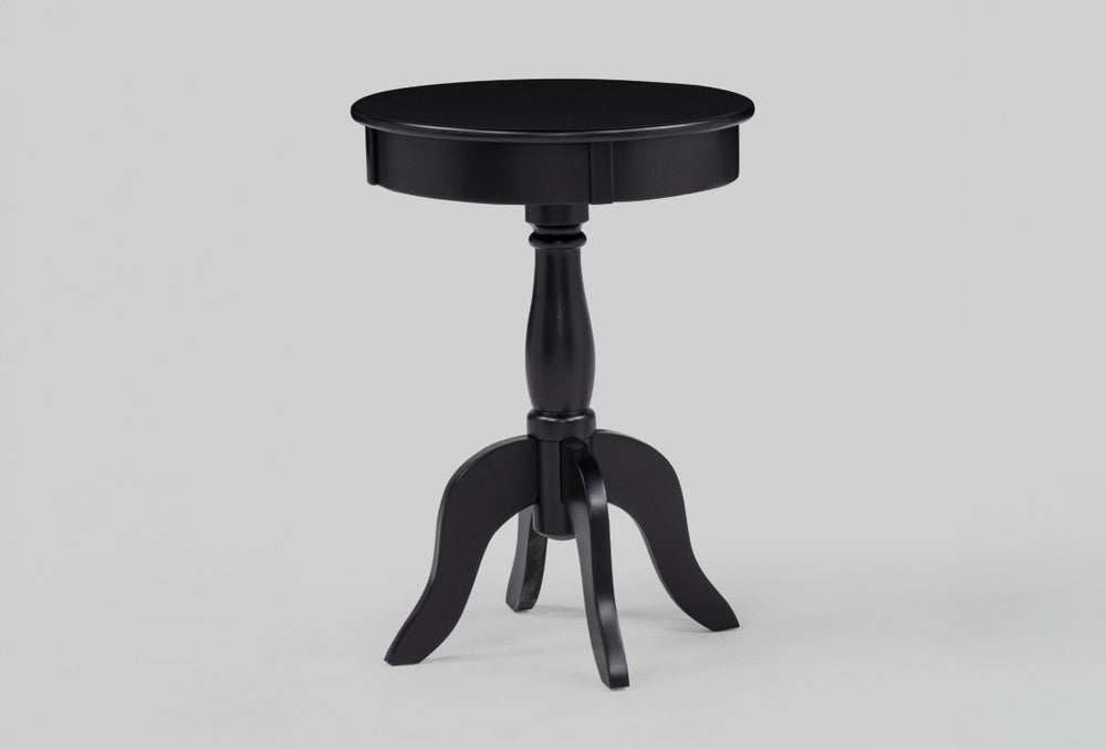 English Elm 1Pc Round Side Table Matte Black Pedestal Base Sculptural Accent for Living Room B011P580908