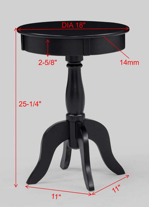 English Elm 1Pc Round Side Table Matte Black Pedestal Base Sculptural Accent for Living Room B011P580908