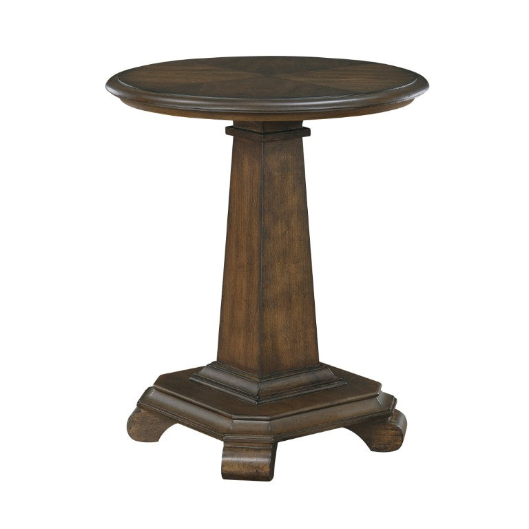 English Elm End Table Round Cherry Veneer Pedestal with Carved Legs for Traditional Living Rooms B011P581532