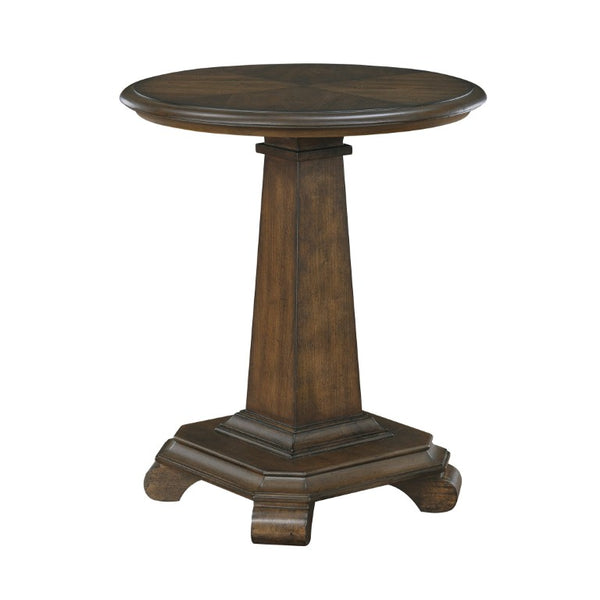 English Elm End Table Round Cherry Veneer Pedestal with Carved Legs for Traditional Living Rooms B011P581532