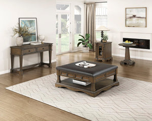 English Elm End Table Round Cherry Veneer Pedestal with Carved Legs for Traditional Living Rooms B011P581532