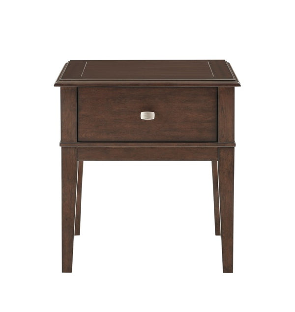 English Elm End Table Birch Veneer Traditional Style with USB Charging Drawer for Living Room B011P581544
