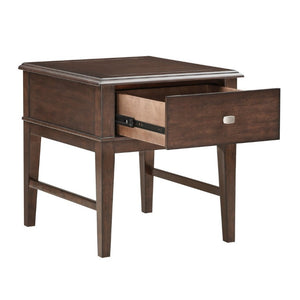 English Elm End Table Birch Veneer Traditional Style with USB Charging Drawer for Living Room B011P581544