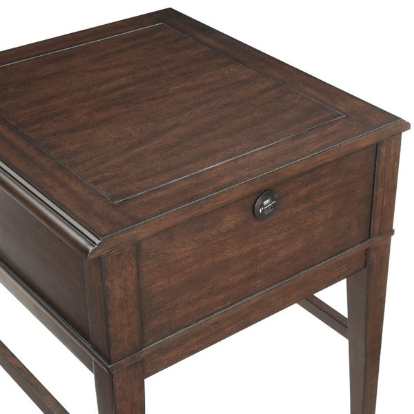 English Elm End Table Birch Veneer Traditional Style with USB Charging Drawer for Living Room B011P581544