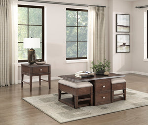 English Elm End Table Birch Veneer Traditional Style with USB Charging Drawer for Living Room B011P581544