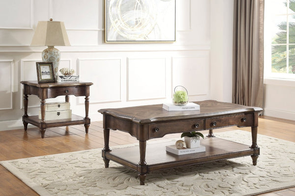 English Elm End Table with Sunburst Oak Veneer Top Turned Legs Drawer and Open Display Shelf B011P581550