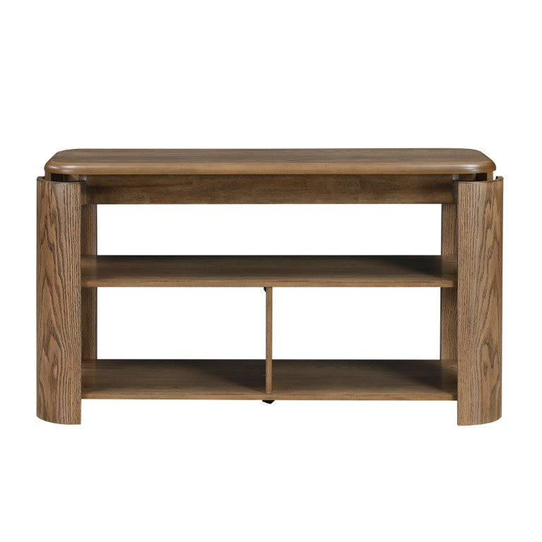 English Elm Sofa Table Oak Veneer and Solid Wood Console with Open Shelves for Living Room B011P581562