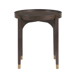 English Elm Cocktail Table with Birch Veneer Cabriole Legs and Gold Tipped Poplar Carved Accents Dark Brown 24 L x 24 W x 24 H B011P581564