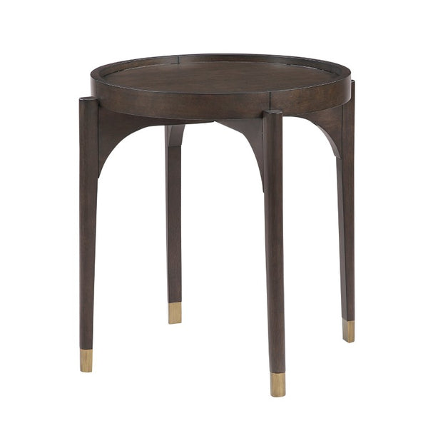English Elm Cocktail Table with Birch Veneer Cabriole Legs and Gold Tipped Poplar Carved Accents Dark Brown 24 L x 24 W x 24 H B011P581564